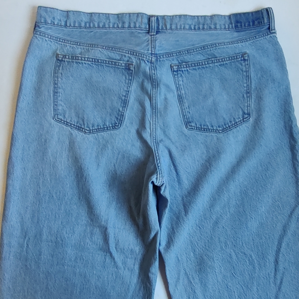 Abercrombie & Fitch The High Rise Wide Leg Jeans Raw Hem Women's Blue 35 L NWOT - Picture 14 of 16